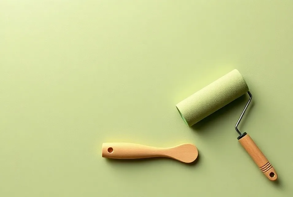 Outils de peinture disposés dans l'ordre des étapes du chantier