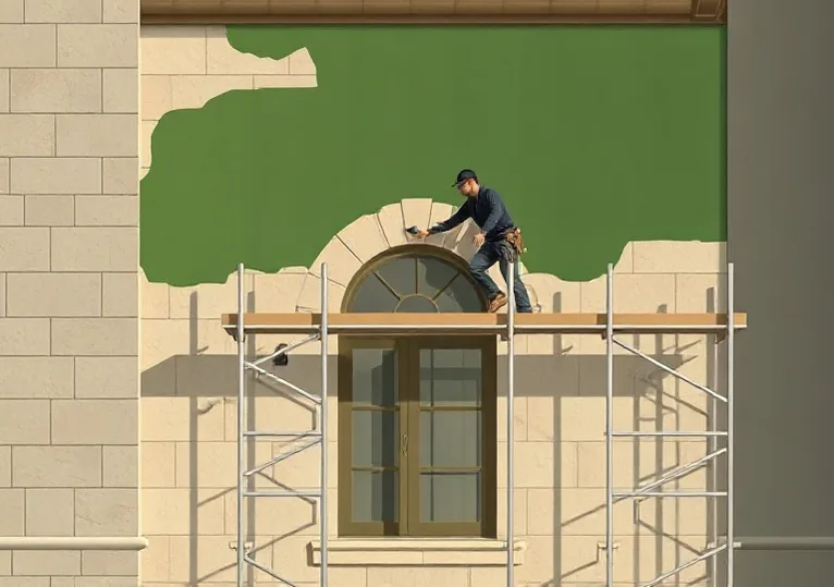 Ravalement de façade en pierre, nettoyage et application d'enduit