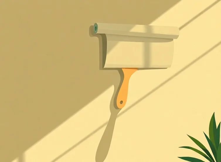 Pose de papier peint, rouleau et brosse à maroufler